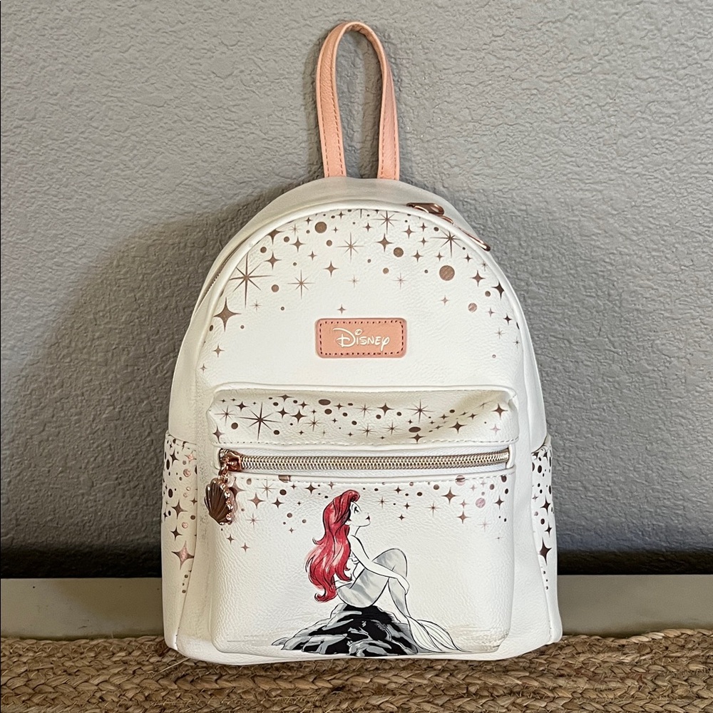 Disney White and Pink Starry Ariel Backpack